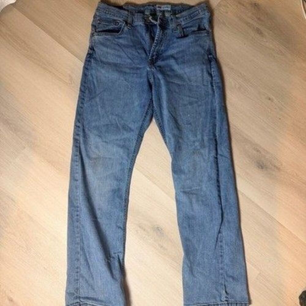 Wrangler Jeans Relaxed Boot Mens 34x32 Blue Denim Yellow Contrast Stitching Y2K